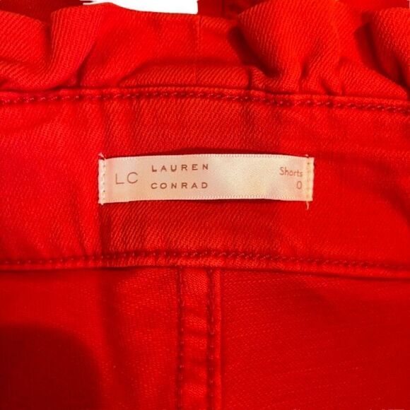 NWT LC Lauren Conrad High Rise Paper Bag Waist Bow Belt Red Shorts Size 0 - Picture 7 of 10